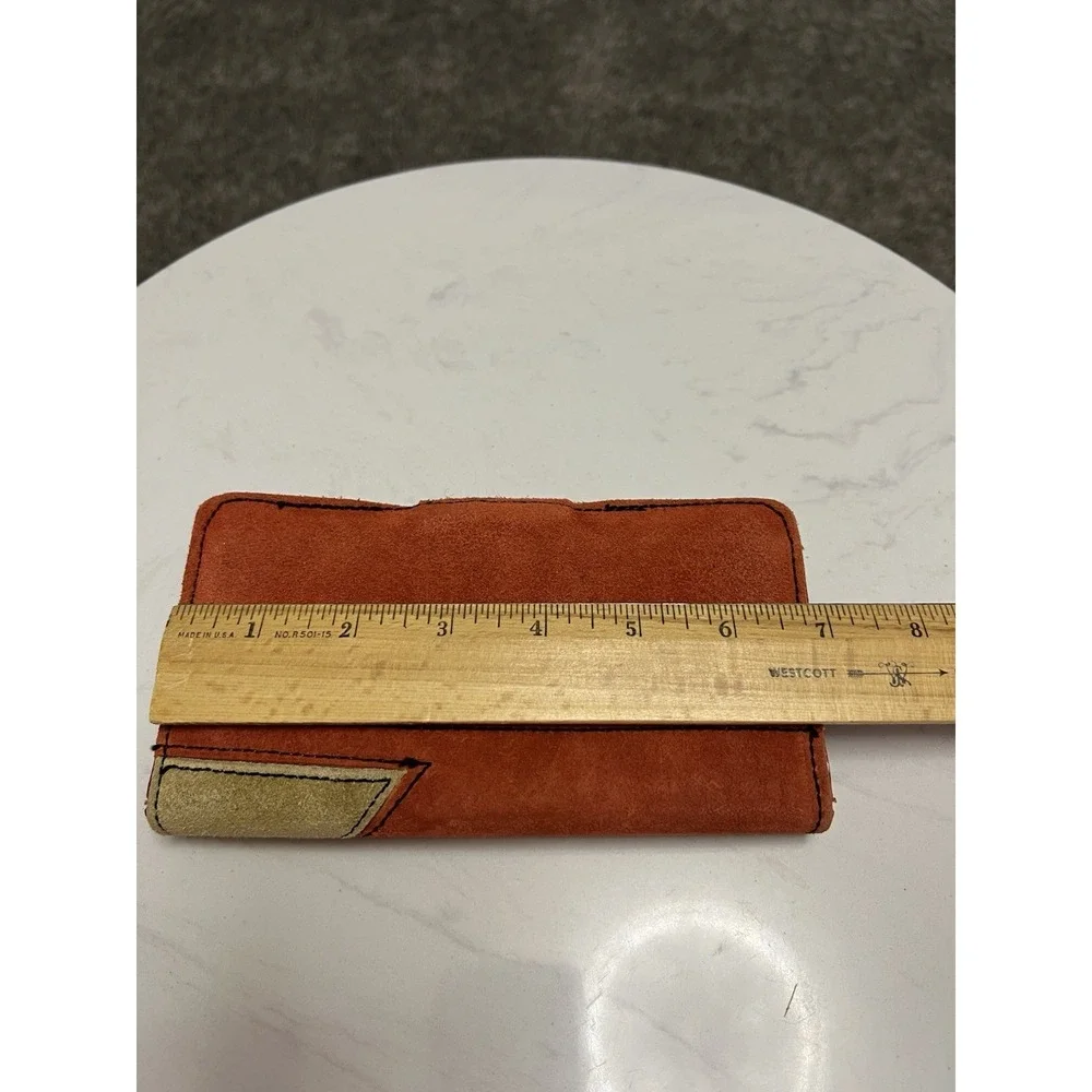 Vtg 1970s Patchwork Suede Leather Wallet‎ Organizer Boho Made in Hong Kong
